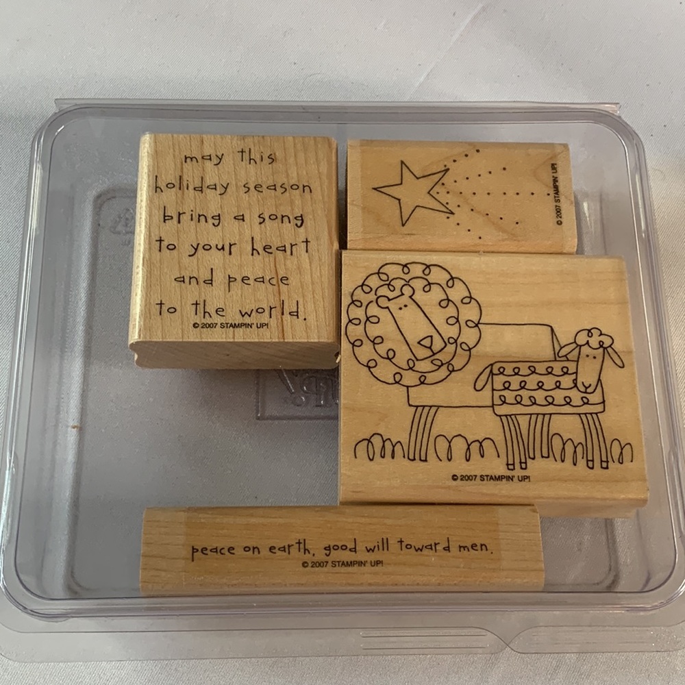 Stampin' Up PEACE TO THE WORLD Mounted Wood Stamp Set RETIRED